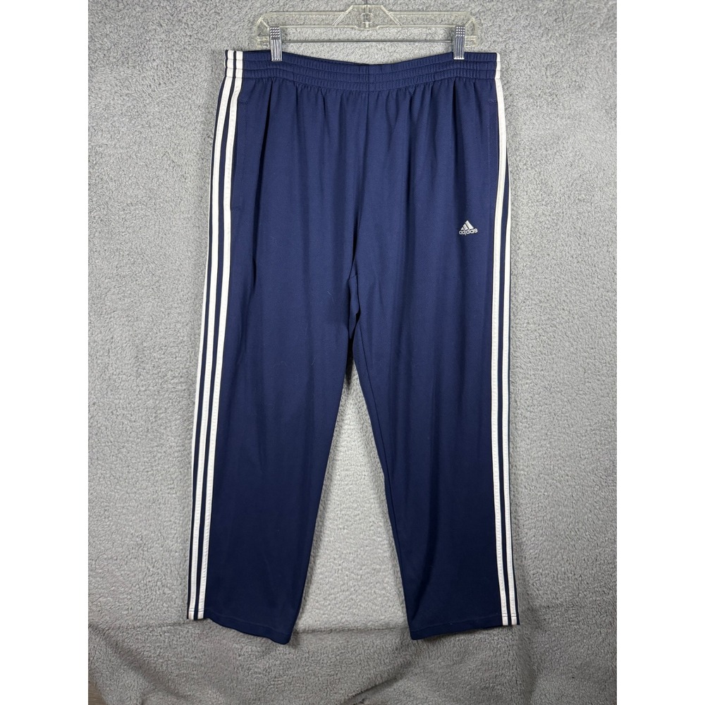 Y2K Adidas Men Navy Blue White 3-Stripe Mesh Track Pants XL Vintage 2000s 379533